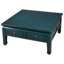 Table de salon chinoise bleue 100x100 cm
