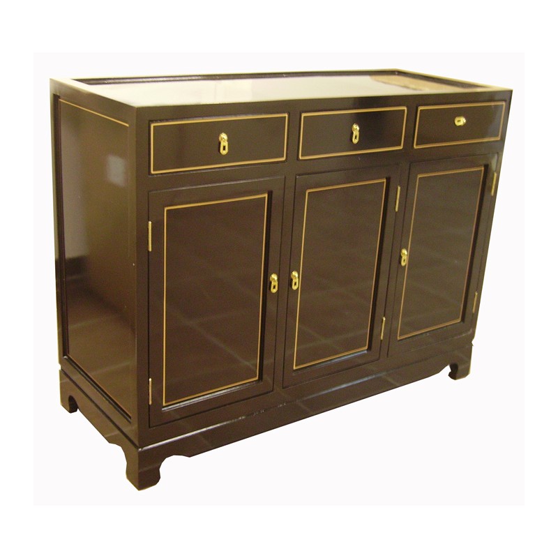 Buffet chinois laque noire avec incrustations