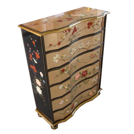 Commode chinoise laquée 6 tiroirs