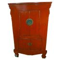Armoire chinoise rouge antique patiné