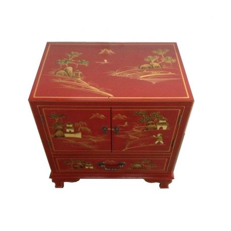Meuble d'appoint chinois laque rouge 